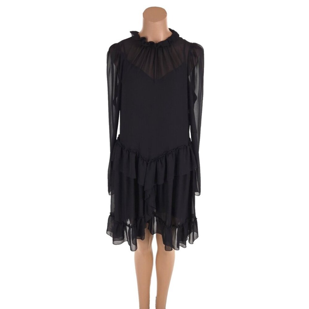 See By Chloe Long Sleeve Peasant Dress Size 36 4 S Black Womens $455